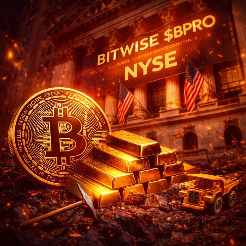 BITWISE DEBUTS $BPRO ON THE NYSE, BLENDING BITCOIN, GOLD, AND MINING STOCKS  TO HEDGE CURRENCY DEBASMENT Bitwise has launched its $BPRO ETF on the New  York Stock Exchange, combining Bitcoin, gold, and