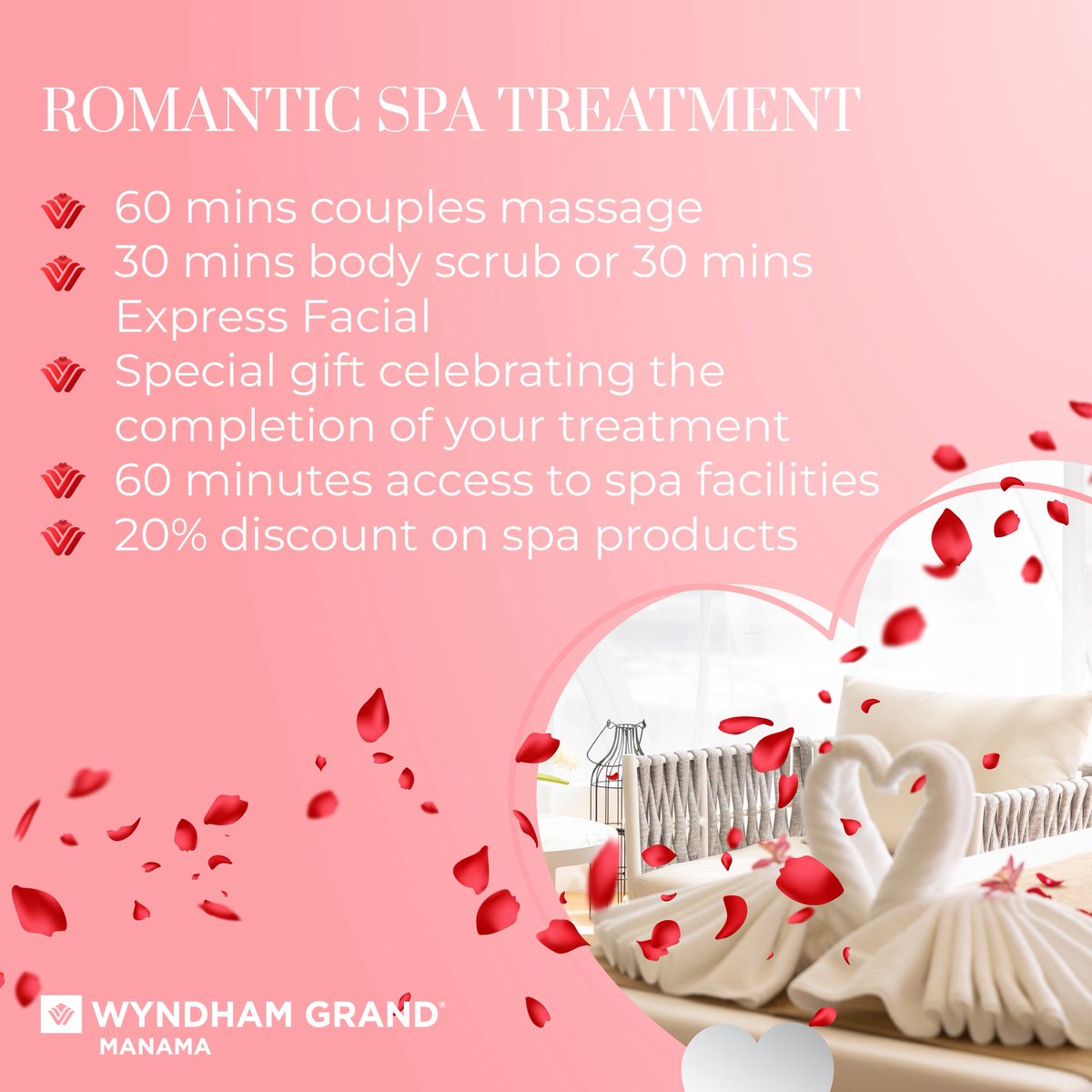 Romance is in the air at Wyndham Grand Manama ❤️
An unforgettable experience, from a candlelit dinner to exclusive stay packages and special offers designed for couples 💞

For reservations &amp; more information, contact us at +971 1711 6116 or + 973 3364 0113