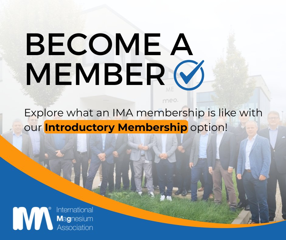 Thinking about becoming a member of the International Magnesium Industry (IMA)? Our Introductory Membership offers a special discount rate for the initial term of membership, allowing you to get an idea of what you'll gain with an IMA membership.

Details: intlmag.org/page/about_joi…