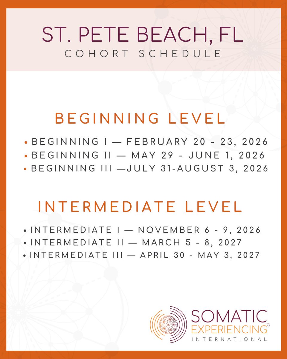 Somatic_Exp_Int's tweet photo. Apply to the Somatic Experiencing Training Program: https://t.co/lLr5x8UPEi
Ready to Register? Follow the Link Here: https://t.co/62rZBkciio
 
#somaticexperiencing #traumahealing #therapists #professionaldevelopment #somaticexperiencinginternational #training #community #joy https://t.co/axjx4LOhH5