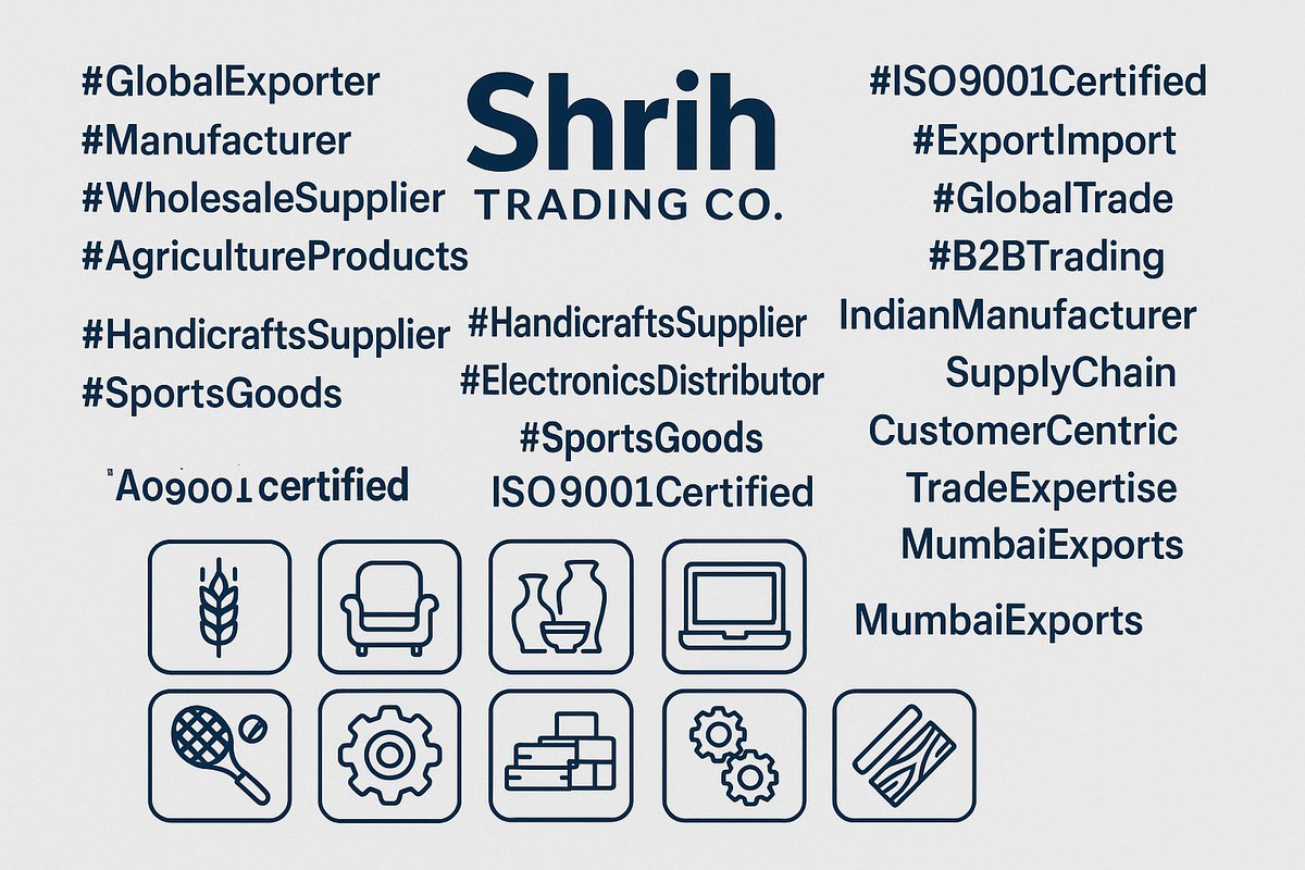 India’s global exporter 🇮🇳🌍 agri • furniture • handicrafts • auto &amp; more | ISO supply 📦 📞+918169390366 🌐shrihtrading.com #GlobalTrade #B2B