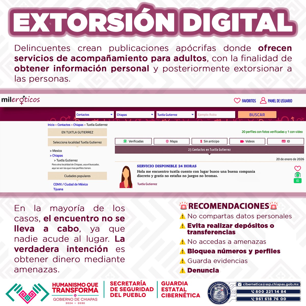 🚨🚨🚩🚔 Una modalidad de extorsión ⤵️ 
#CeroCorrupcion #Ciberseguridad #cybersecurity #Chiapas