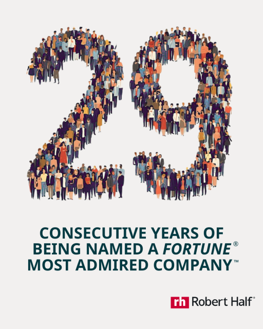 For an incredible 29 years in a row, #RobertHalf has been recognized as a Fortune® Most Admired Company™. From driving innovation to working with some of the top talent out there, this team keeps setting the industry standard. #FortuneWMAC #LifeAtRH