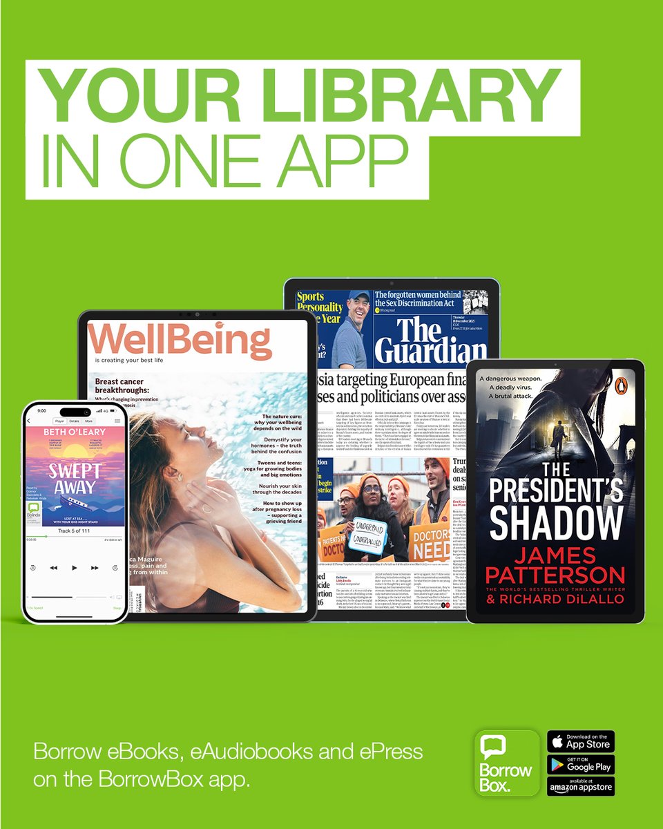Library_Plus's tweet photo. Your library in one app! Have you tried @BorrowBox yet - free to library members and you can choose from eBooks, eAudiobooks, eMagazines and eNewspapers.
Download the app, search for 'Northamptonshire Libraries' then enter your library membership number and PIN.
#LibraryFromHome https://t.co/4ArcRK3wdI