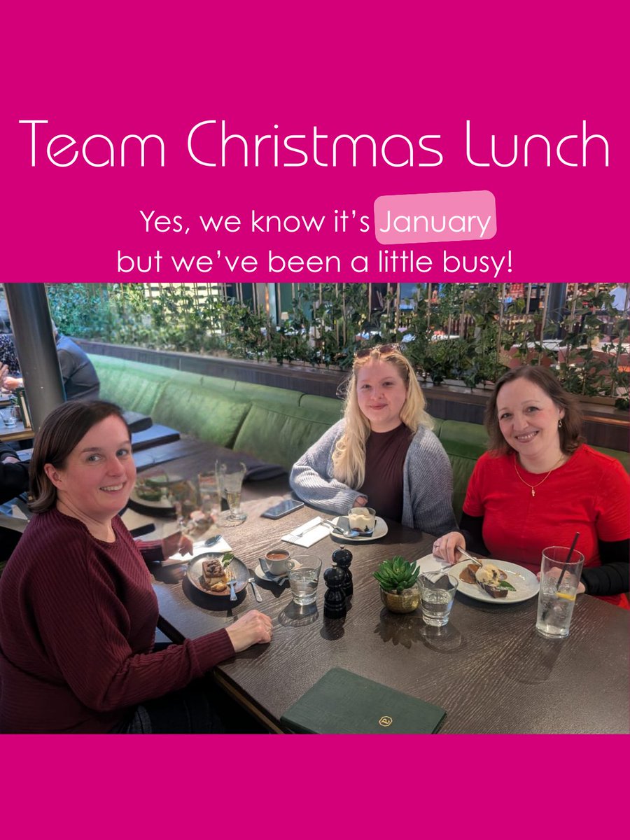 Catherine_PSpag's tweet photo. Between work &amp; family, December was a little crazy at #PinkSpaghetti #SouthManchester. We never quite managed to fit in a team outing. Better late than never though, so Catherine, Angie &amp; Lauren enjoyed a belated Christmas lunch at Albert’s in Didsbury today. Merry Christmas! https://t.co/MUdiJyTpKK