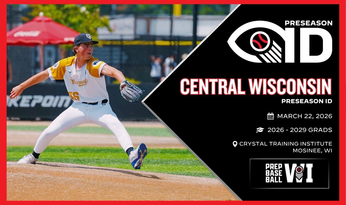 PrepBaseballWI's tweet image. 𝐂𝐞𝐧𝐭𝐫𝐚𝐥 𝐖𝐢𝐬𝐜𝐨𝐧𝐬𝐢𝐧 𝐏𝐫𝐞𝐬𝐞𝐚𝐬𝐨𝐧 𝐈𝐃❄️

+ Our staff is headed to Crystal Training Institute in Mosinee on March 22nd, for the Central Wisconsin Preseason ID.

+ More information and Registration within the link below.👇

🔗: loom.ly/OEAgUfo