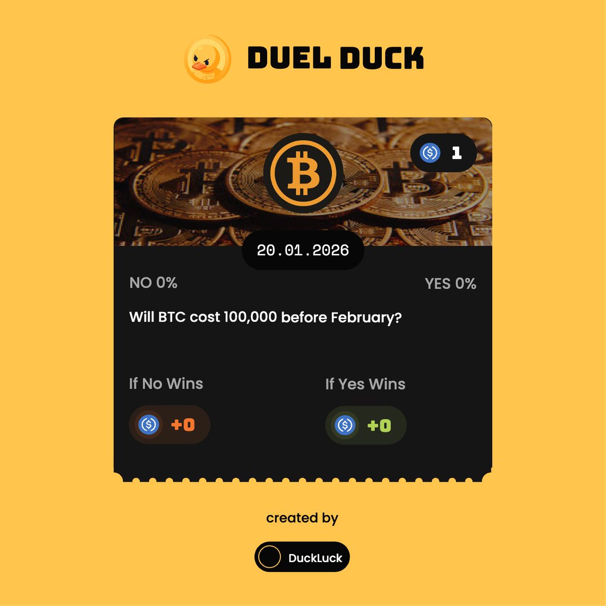 GN 👋, stayed up looping on @duel_duck and realized something new about why  this feels different. I spun up a late-night pair of duels: one on crypto  price direction, one on a