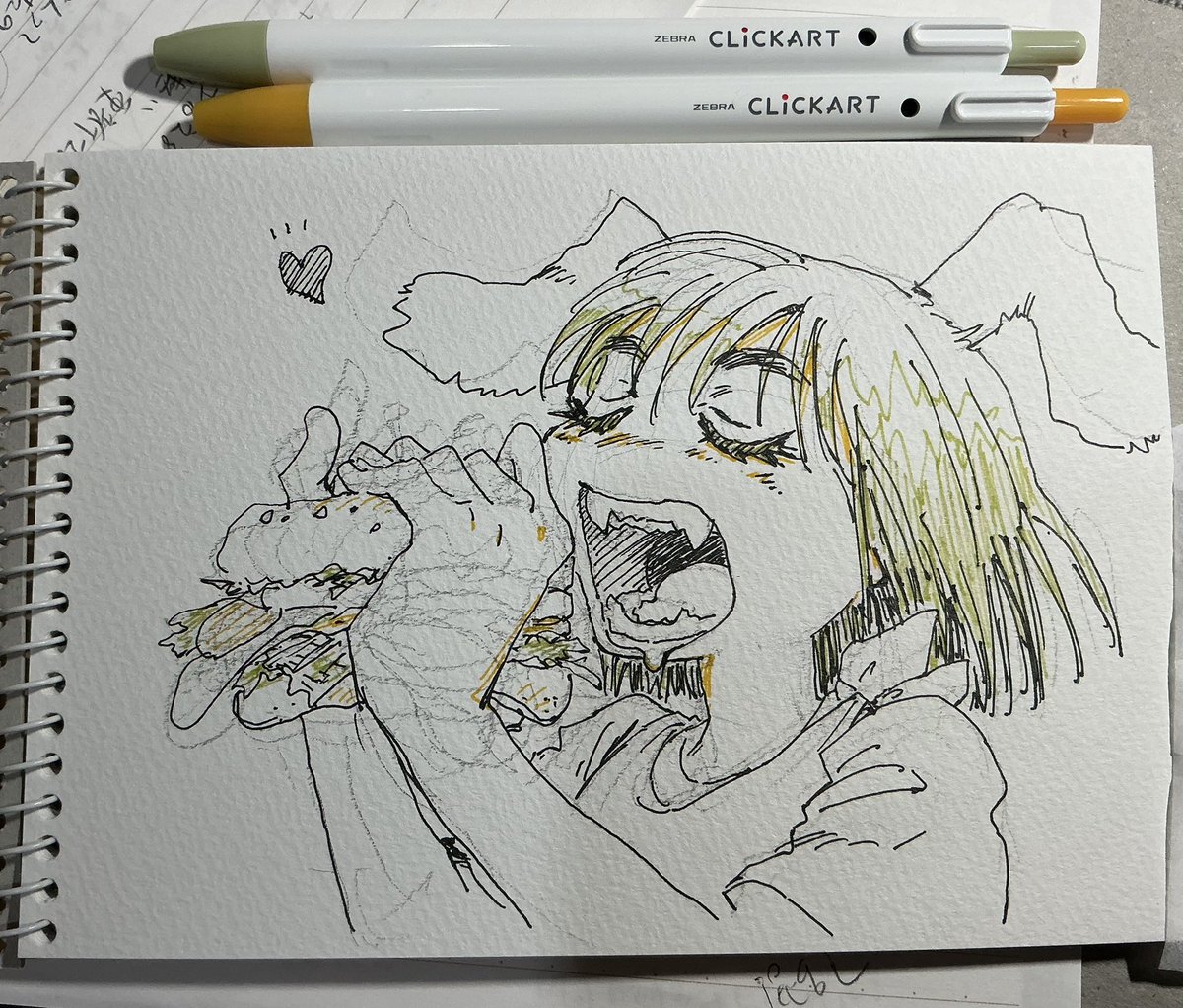 マーカーの色は ライトカーキとマリーゴールド。
マリーゴールドって色の名前にするの可愛くない? 