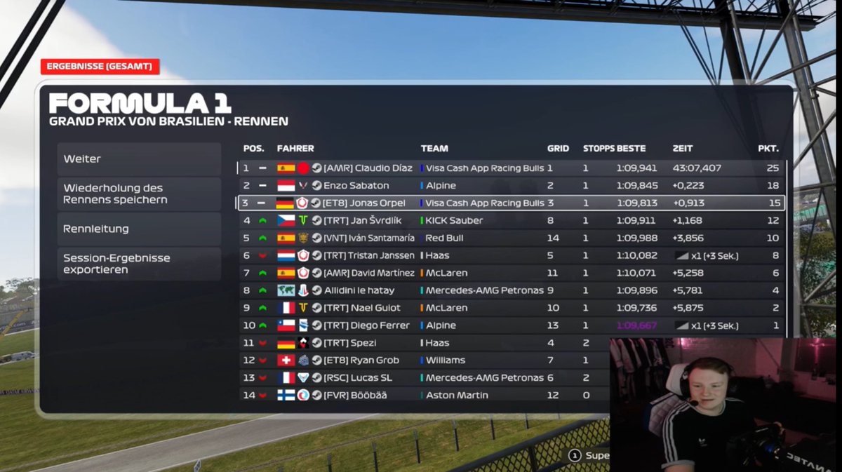WOR T3 🇧🇷

Q: P3

R: P3 but P1 after pens… so i won my first WOR T3 Race 🥳and won with Claudio the constructors championship (more Claudio then me😂)

VAMOS First win 🔥