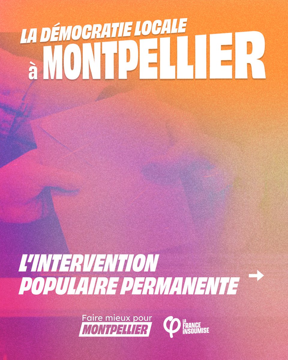 👉 À la France insoumise, la démocratie n’est pas qu’une promesse : c’est un engagement !

🗳️ Le référendum d’initiative citoyenne (RIC) et la révocation des élus font partie de notre programme pour Montpellier.

🫵 Les 15 et 22 mars, reprenons le pouvoir sur notre ville !
