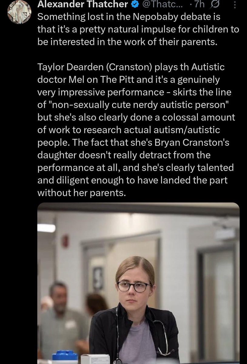 cameronrdecker's tweet photo. It's almost like "nepo baby" used to only refer to people who sucked at their job and only got it via connections, and the Internet just destroyed the meaning of a useful phrase because it never shuts the fuck up https://t.co/EUXCNhc1Z8