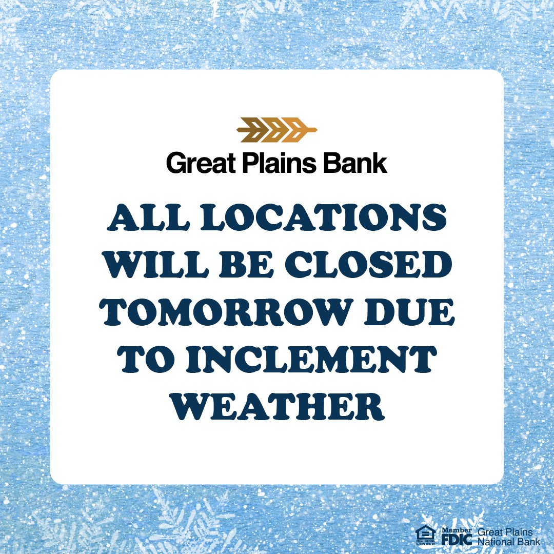 In light of the upcoming winter storms, all GPB locations will be closed tomorrow, 1/24/2026. 

Today, 1/23/2026, all branches remain open. We’ll keep you updated on any schedule changes or closures right here and on our website.  

You can always bank with us 24/7 through online