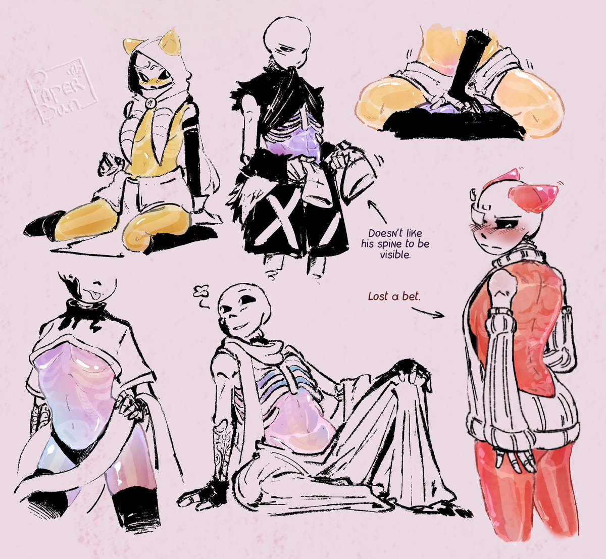 I was asked to post my other ecto tests, 
so here they are ヽ(•̀ω•́ )ゝ✧
It’s really satisfying to draw (´,,•ω•,,)♡

TW: Suggestive

#Dreamsans #Crosssans #Inksans #Genosans