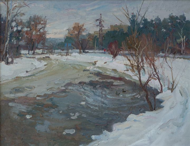 Victor_Ony's tweet photo. Art of the Day! "Winter in the park". Buy at: https://t.co/exJYtuyD5p https://t.co/ayeNRp4tdI