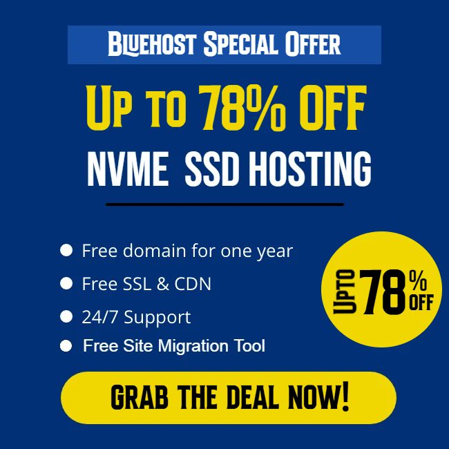 updatedreviews's tweet image. 🚀 #Bluehost – Best, Affordable &amp;amp; Reliable Hosting! 🌐Upto 78% OFF #NVMESSD Hosting+Free Domain Name:  tinyurl.com/mve9pr33 
👉 Power up your #website/#blog/#onlinestore today with Bluehost – Fast, Secure &amp;amp; Budget-Friendly Hosting.  Start Hosting Now! tinyurl.com/bddbu8sx