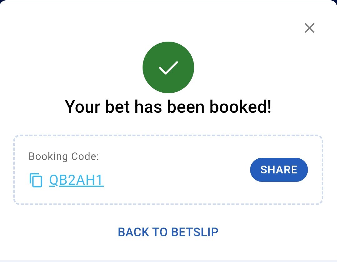 EVENING TABLET ON <a href="/BetKingNG/">BetKing Nigeria 👑</a> 

FT 1.5 🤙 QB2AH1

HT 0.5 🤙 922X7F

X OR 2.5 🤙 EF13NF

FT 2.5 🤙 SB2PT6

Not on <a href="/BetKingNG/">BetKing Nigeria 👑</a> yet?

Register: bking.me/register

 the app: bking.me/app-download

Check my Profile to view all my bets, link below 👇👇👇👇👇👇👇👇👇