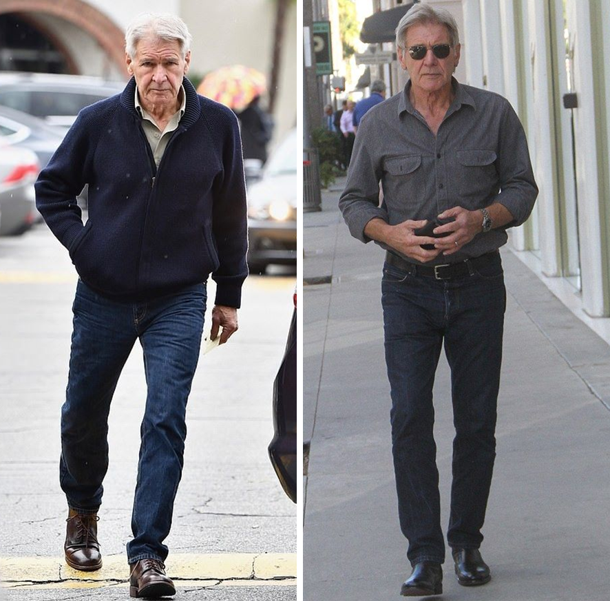 Harrison Ford (who is in his 80s now) - knows how to wear jeans better than 90% of men out there. 

Note the dark, uniform wash
The fitted look (neither too slim nor too baggy)
The quality footwear (boots)

You should be taking notes.