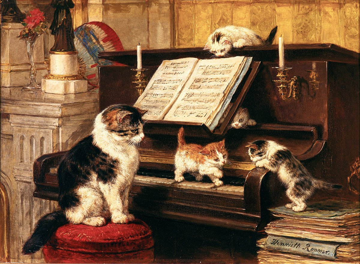 archaeologyart's tweet image. The Pianolesson, oil on panel, 1897 by Henriette Ronner-Knip (Dutch-Belgian, 1821-1909)