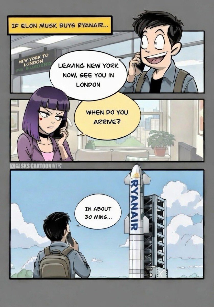 AmeliajakSolana's tweet photo. @elonmusk Ryanair Starships when 😆 https://t.co/RWKUQudxLV