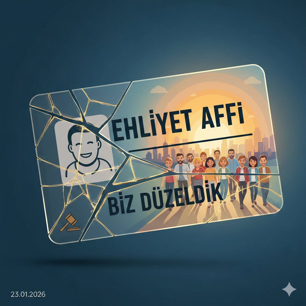 Bir anlık hata, bir ömür pişmanlık... Ben dersimi aldım bedelini ödedim. Şimdi tek isteğim evime ekmek götürebilmek, yeniden hayata tutunabilmek.
Geçmişteki hatalarımız için bizi Affet Türkiye! Milyonlarca şoför yeni bir şans, temiz bir sayfa bekliyor.
<a href="/RTErdogan/">Recep Tayyip Erdoğan</a> <a href="/AliYerlikaya/">Ali Yerlikaya</a>