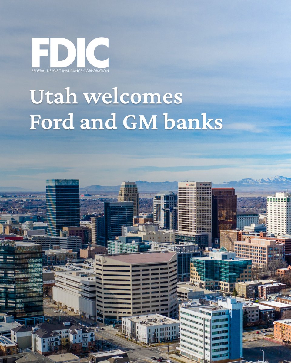 Ford Credit Bank and GM Financial Bank have cleared a rigorous process to earn industrial bank charters in Utah, with FDIC deposit insurance approved as well.

Our state attracts new banks due to an incredible concentration of banking talent, our culture of financial innovation,