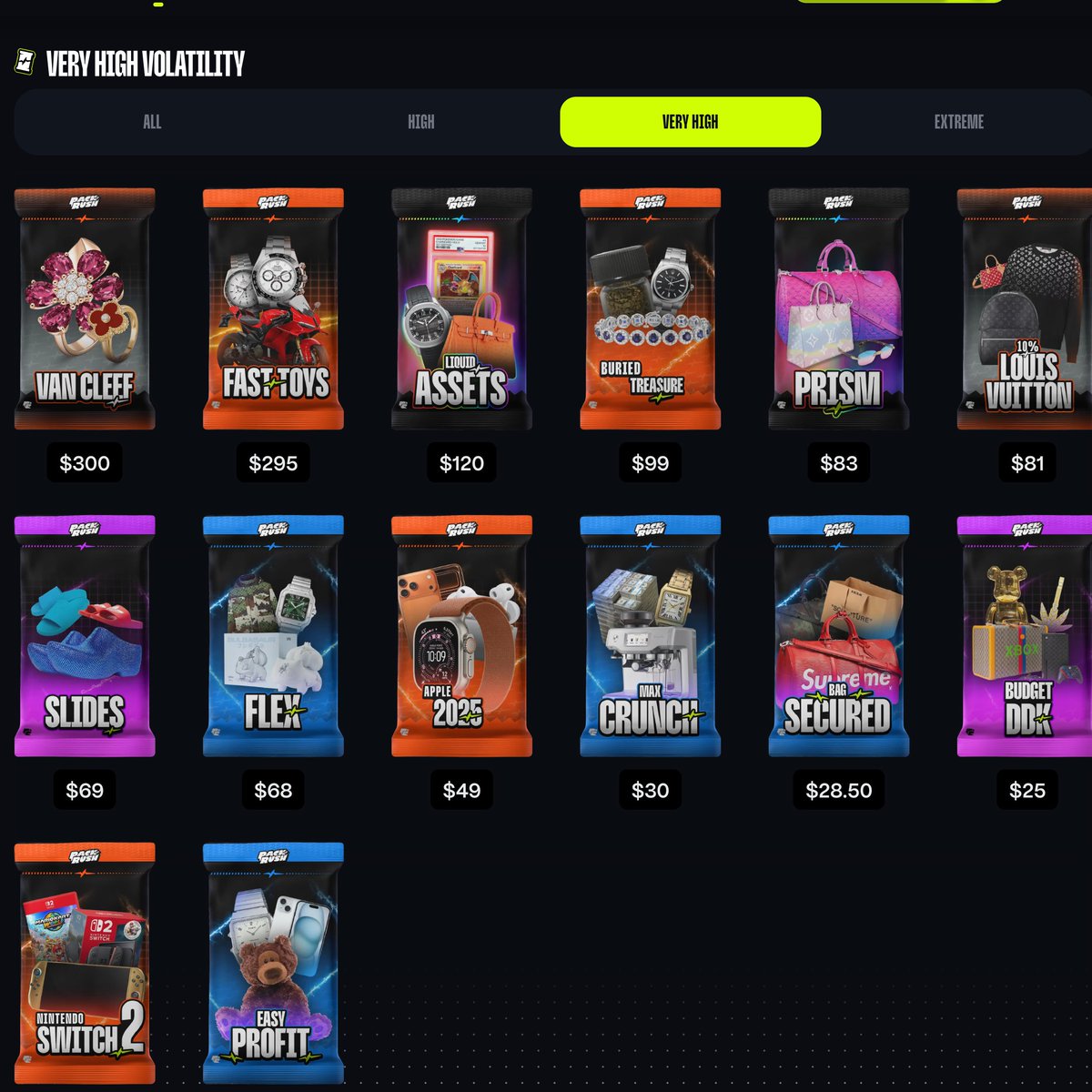Update is live! Filter packs by volatility!
New packs coming soon...