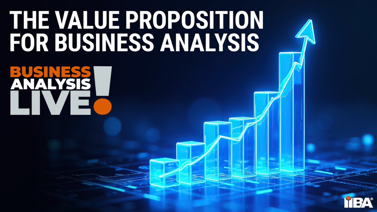 IIBA's tweet image. Next #BusinessAnalysisLive: Join us with Laura Brandenburg, Founder &amp;amp; CEO of Bridging the Gap, as we explore the value proposition of business analysis.

Watch live on LinkedIn &amp;amp; YouTube:
linkedin.com/events/7417708…?
youtube.com/live/UrJDqGjGY…

#ValueProposition #BusinessAnalysis