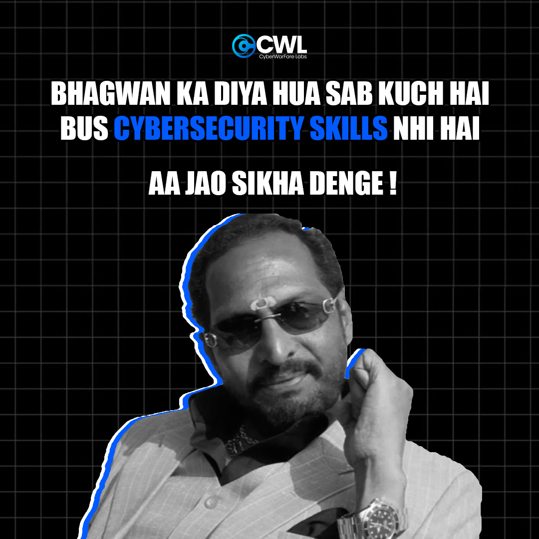 cyberwarfarelab's tweet photo. Talent hai ✅ Interest hai ✅ Bas skills nahi hai?

😎 Aa jao, sikha denge: https://t.co/yqR7RKk3p5

#CyberSkills #CyberLearning #CyberMeme #EthicalHackingLife #CWL #InfosecCommunity #TechHumor https://t.co/Cg7x4ch0tm