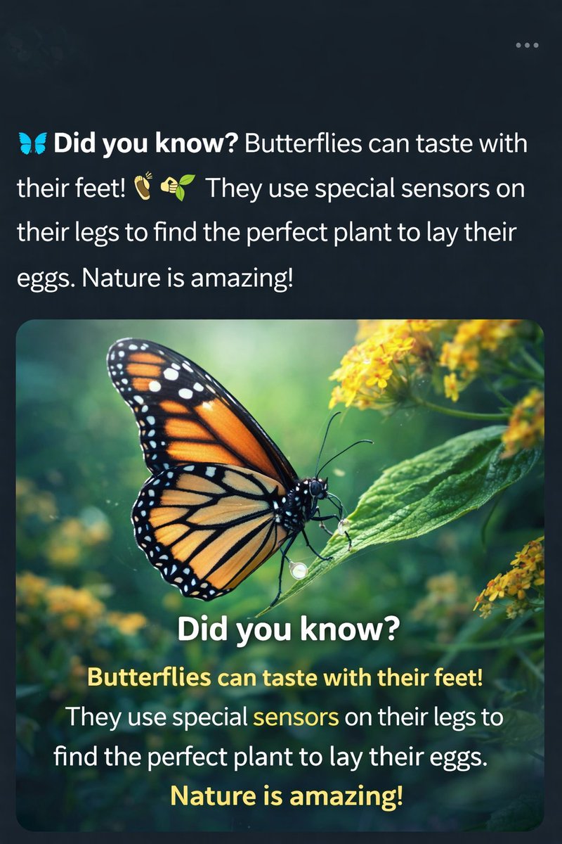 OurWorldBooks's tweet photo. 📚 Discover more amazing animal facts from the author:
👉 https://t.co/TjyPbPFWTw
#ButterflyFacts #DidYouKnow #NatureLovers #Insects #Wildlife #OurWorld https://t.co/S7GHzC2aqG