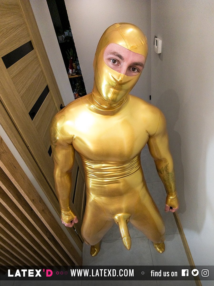 LatexD_com's tweet photo. We rarely drop a Fullsuit on stock, but we decided to make a rare exception...plus it's gold, so it was hard to resist making a life-size Oscar statue 😂 https://t.co/KeS1cER7v9