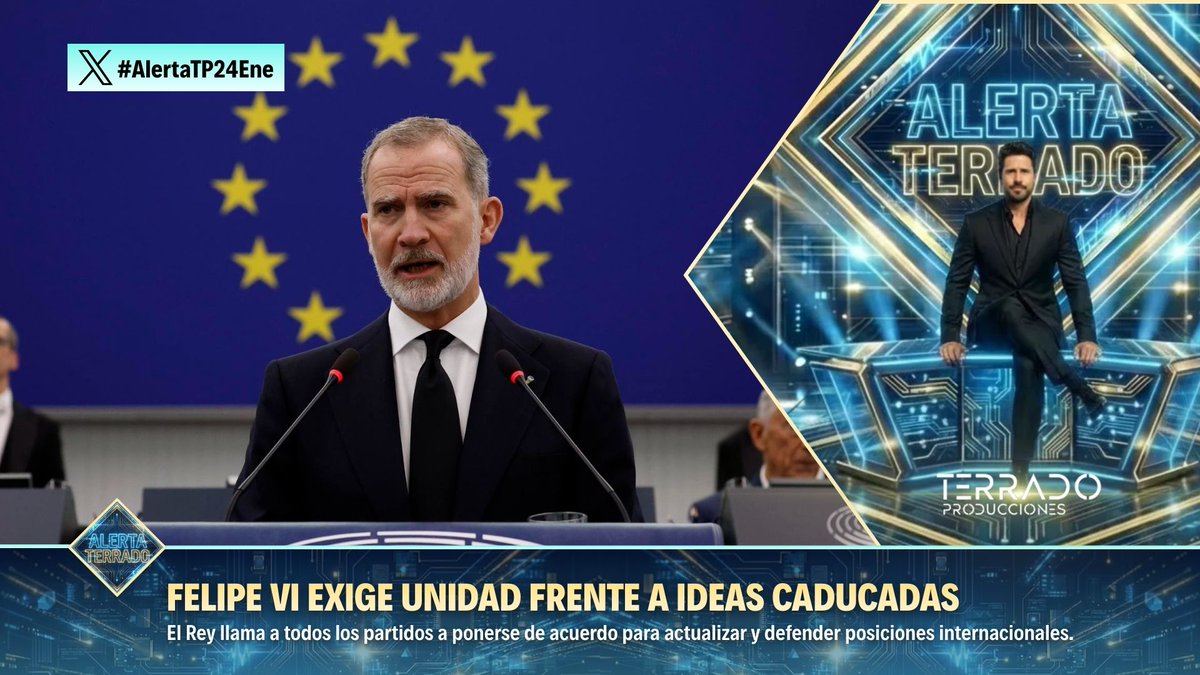 👑 Felipe VI exige unidad frente a “ideas caducadas” en política exterior.

🤝 Llama a todos los partidos a ponerse de acuerdo para actualizar y defender posiciones.

🌍 El mensaje busca consenso ante los desafíos globales y la fragmentación política interna.

⚠️ #AlertaTP24Ene