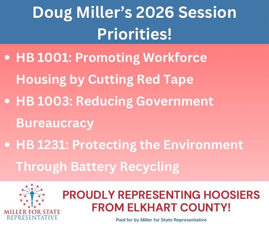 I’m excited to share my priorities for the 2026 session, focused on cutting costs for Hoosiers while protecting vital resources for future generations!