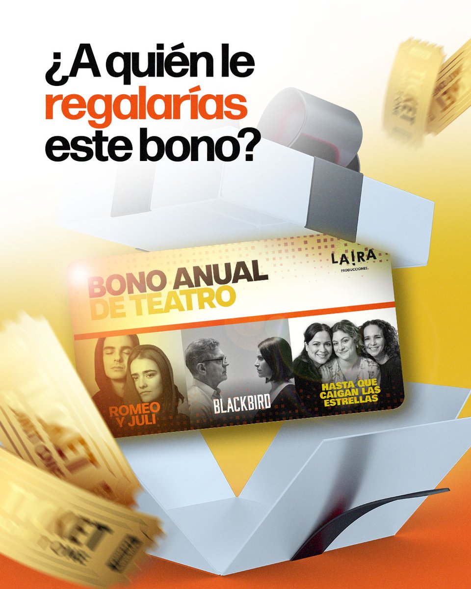 🎭¿A quién le regalarías un año entero de teatro?
A esa persona que ama las historias, los aplausos y salir del teatro con el corazón revuelto.

🎟️ Abono Anual de Teatro – La Ira Producciones
Tres obras. Tres experiencias. Un solo regalo inolvidable.

⚠️ ¡Últimos 25 abonos!