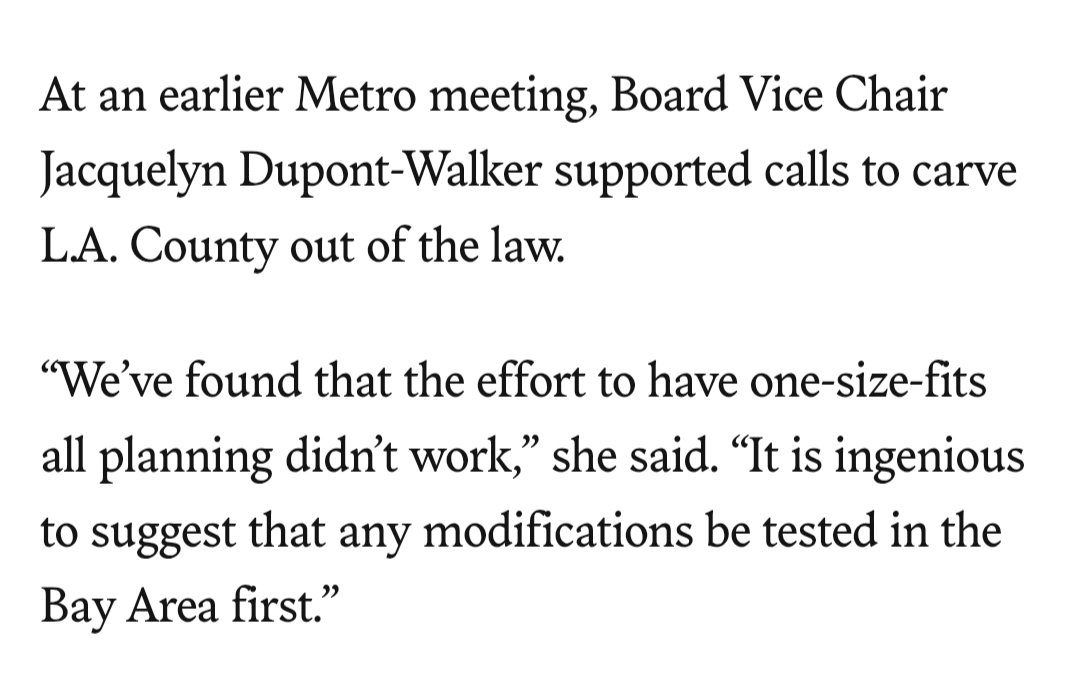 I've only ever heard good zoning reforms called "one size fits all" planning by people who are fundamentally suburban and anti-housing. Depressing if that's the board of the transit agency...