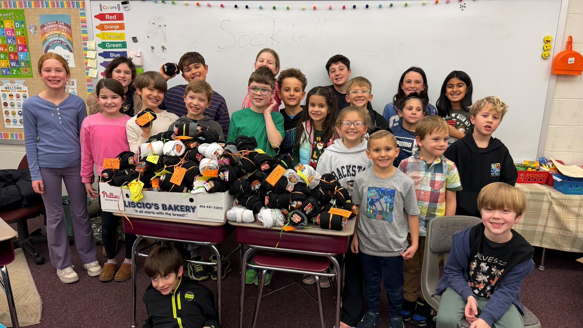 Thank you to the students of Copper Beech Elementary for taking part in our #MLKSockRollChallenge2026! The students assembled close to 300 sock rolls benefiting the homeless community.  #helpingthehomeless #kidscangiveback <a href="/AbingtonSchools/">Abington School District</a>