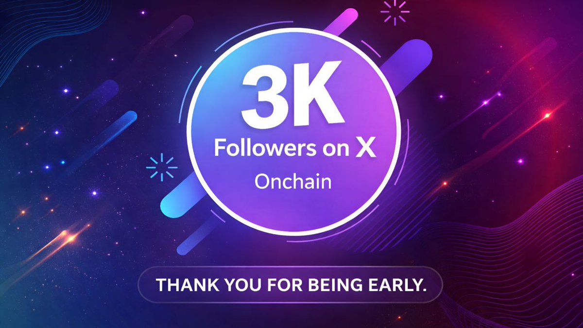 We just crossed 3,000 followers and the momentum is real.

We’re just getting started.

It’s builders, operators, and people who see where this is going.

Presale. Treasury automation. Privacy. Structured onchain finance.

Thank you for being early. More coming soon. 🔥