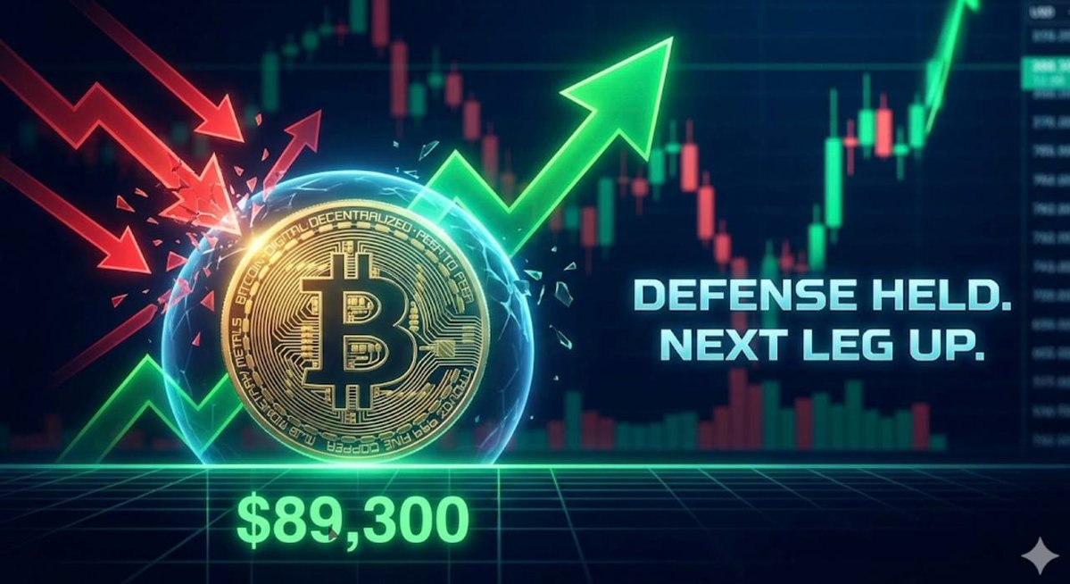 CryptoZ22859's tweet image. $BTC is holding ~$89.3k for now.

Buyers are responding at this level, and recent chop has reduced excess leverage. That supports consolidation, but continuation still requires confirmation.

This is structure development, not a guaranteed expansion. Let price do the work.

#BTC…
