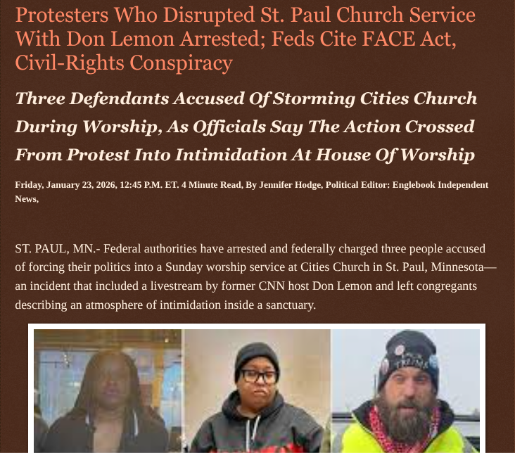 ArtFletcher9's tweet photo. Protesters Who Disrupted St. Paul Church Service With Don Lemon Arrested; Feds Cite FACE Act, Civil-Rights Conspiracy https://t.co/B47D7j3EDg via @Englebrooknews #Minnesota #StPaul #church #worship #service #interruption #protesters #arrested #federal #charges #FaceAct @wireless_step @HRG_Media @LodiNJNews @fordmb1 @SarahGeving1 @Shannon96574094 @Daytobehappy @janninereid1 @gator4kb18 @MichelleF_35 @TrumpWasRite2 @KathyKbrose @RobGerundo @JimBobW49