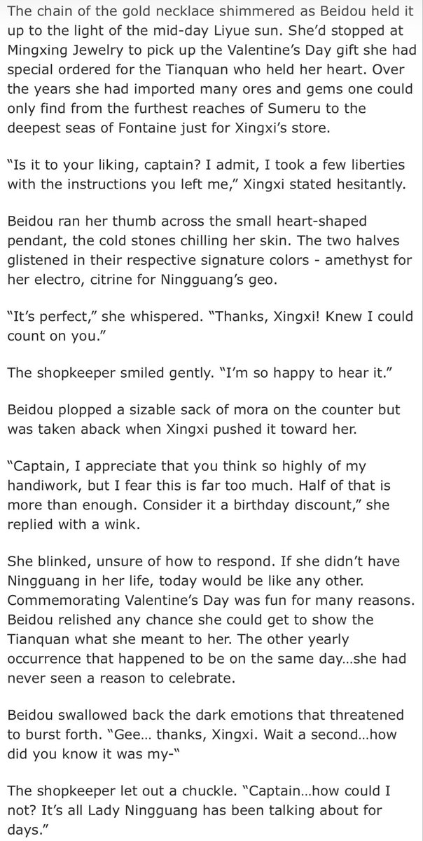 Valentine’s Day AND Beidou’s birthday? Best combo 🙂‍↕️ 

archiveofourown.org/works/53757916…

#beiguang #beidou #ningguang #GenshinImpact