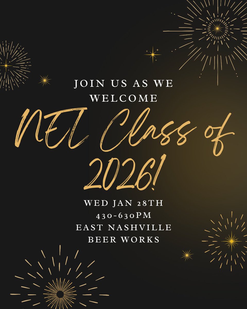 neltweets's tweet photo. Join us Wednesday, January 28th, from 4:30-6:30 at East Nashville Beer Works, to welcome the new class of 2026! Look forward to seeing you there. Stay safe out there! https://t.co/auRMw1gmPB