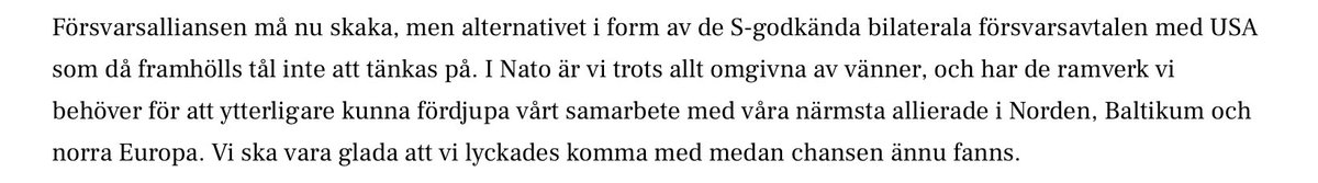 De som likt ⁦<a href="/dagensnyheter/">Dagens Nyheter</a>⁩ nu ironiserar över Sverige NATO-medlemskap bör betänka alternativet, klokt sammanfattat av ⁦<a href="/AWollstad/">Amanda Wollstad 🌻</a>⁩ i ⁦<a href="/SvenskTidskrift/">SvenskTidskrift</a>⁩