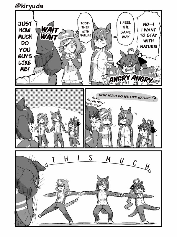 umamuchan's tweet photo. Umamusume English Translation
"The trio who wants to be with Nature"

#NiceNature
#Umamusume
#UmaTranslations
#英訳 https://t.co/g3MDUJpyzI