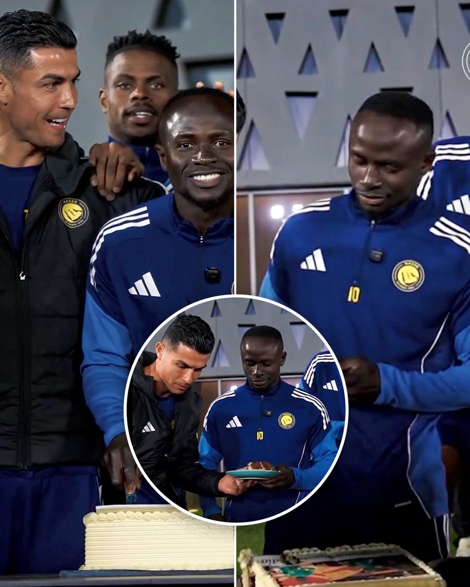 Sadio Mané was greeted by Cristiano Ronaldo and the Al-Nassr team and staff as they congratulated him on winning the AFCON final 🇸🇳