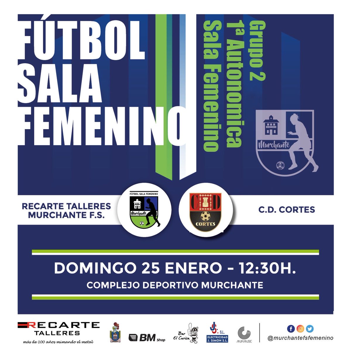 🔹▫️Jornada 14▫️🔹

👥 Recarte Talleres M.F.S. 🆚 C.D. Cortes

 🗓 Dom. 25 ene.
🕦 12:30h.
📍 Murchante

#RecarteTalleres #Liga #APorTodas