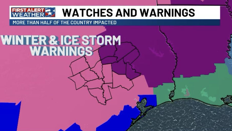 KBTXMax's tweet image. I find the WSSI from the NWS helpful. Takes precip, cold (duration and severity), infrastructure like roads and population, and assigns an impact.

Moderate travel concerns Saturday PM - at least Sunday midday, w concern for localized power outages, esp. along and east of I-45.