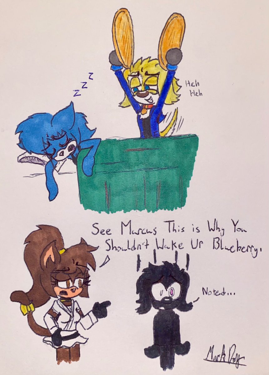 Art Request for <a href="/Miyoko_Marin/">🎶Miyoko Saiki🎶</a> 
A wake up prank gone wrong