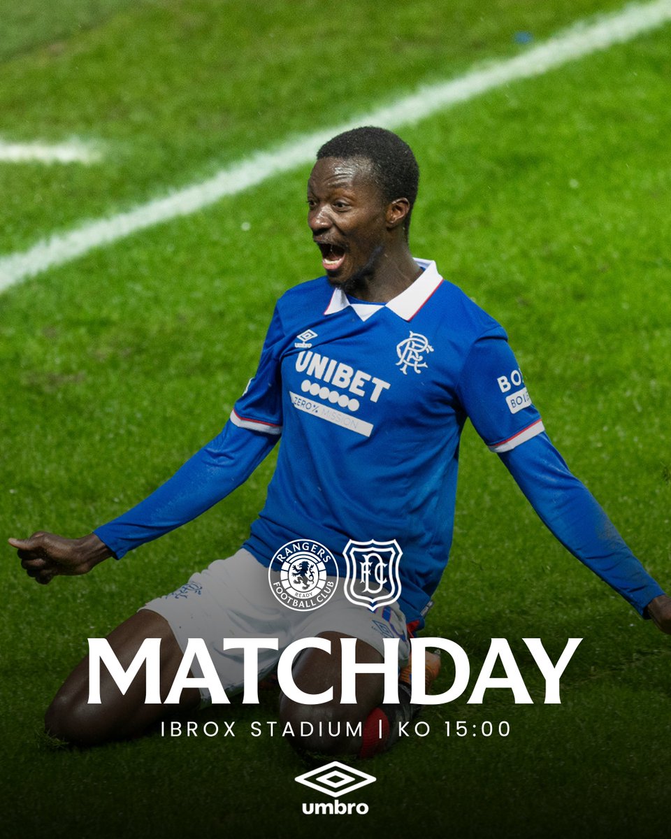👊 It's Matchday at Ibrox!

🆚 <a href="/DundeeFC/">Dundee Football Club</a> 
🕒 15:00 (GMT)
🎟️ Match Tickets | rng.rs/DundeeFC
📺 RangersTV outside UK | rng.rs/4qwHY8A