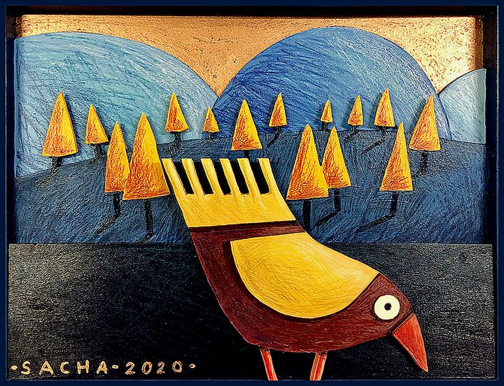 Art of the Day! "Oiseau et sapins". Buy at: ArtPal.com/sacha-schwarz?…