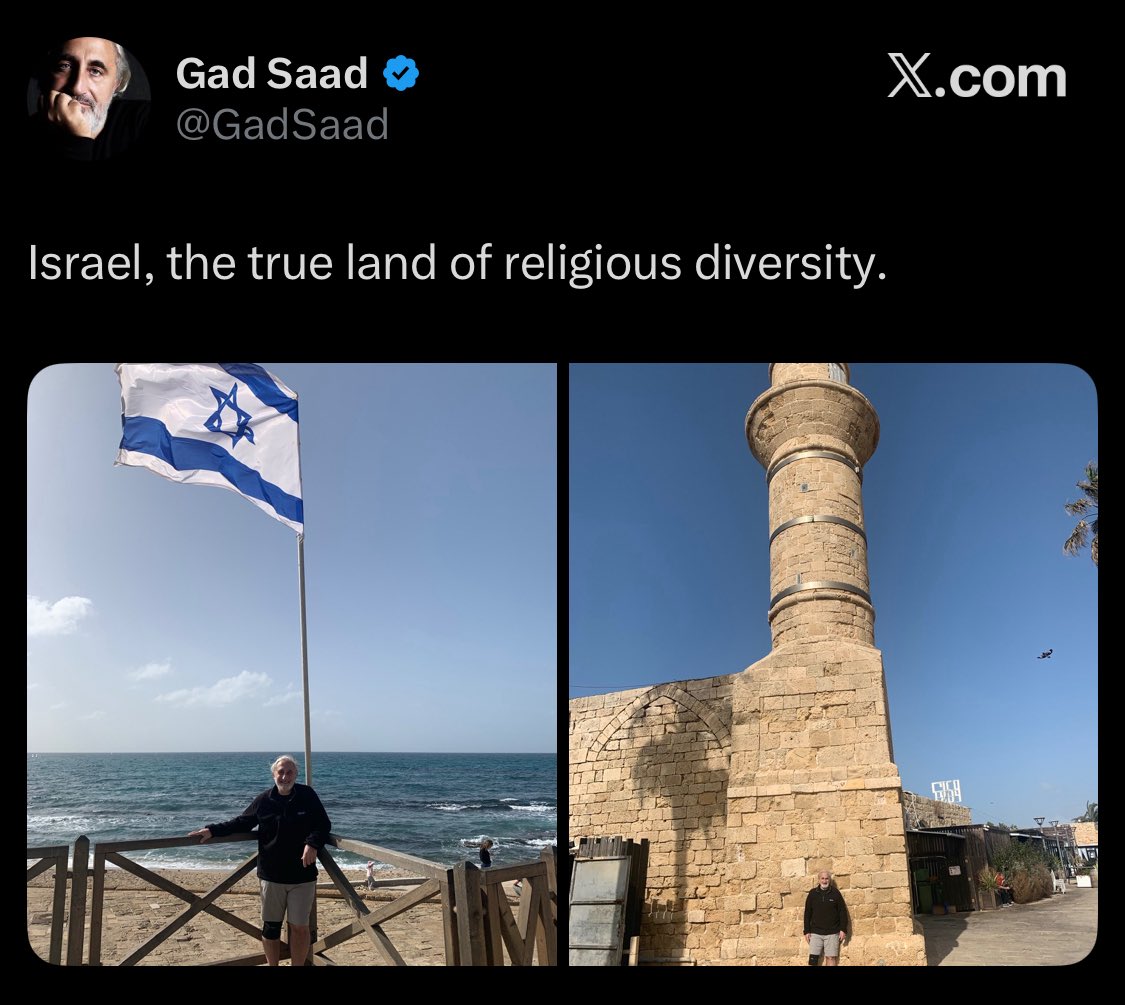 This is the old Palestinian village of Caesarea, which Israel invaded &amp; ethnically cleansed in 1948, then converted the historical Caesarea mosque in the picture into a bar &amp; cafe.

“Religious diversity” 🤡