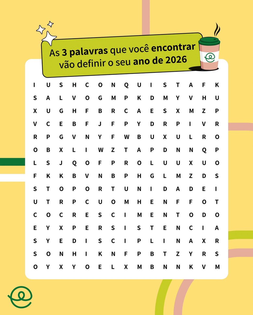 Dizem que o primeiro olhar nunca erra… 👀✨

Conta pra gente quais foram as palavras que vocês acharam! 👇💚